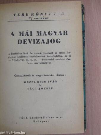 A mai magyar devizajog I-II.