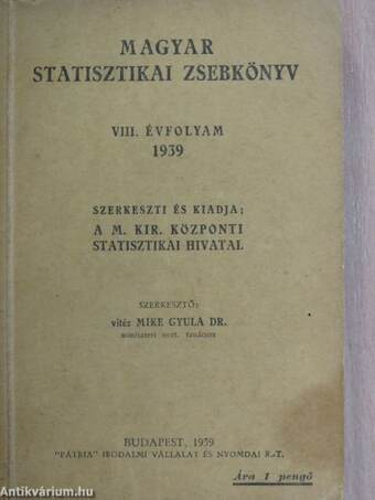 Magyar statisztikai zsebkönyv 1939.