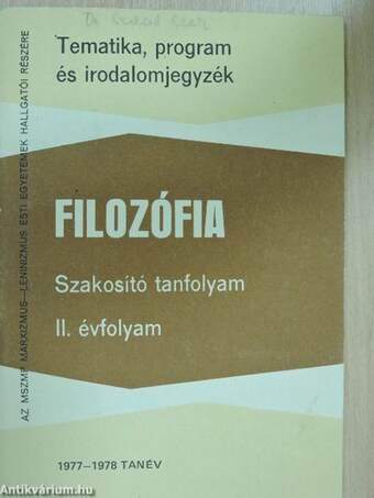 Filozófia 1977-1978.