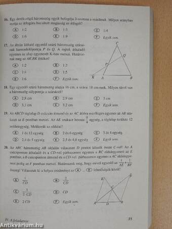 Matematika tesztkönyv 2.