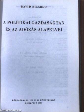 A politikai gazdaságtan és az adózás alapelvei