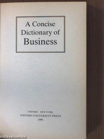 A Concise Dictionary of Business