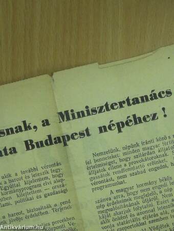 Szolnok Megyei Néplap 1956. október 24. - Rendkívüli kiadás