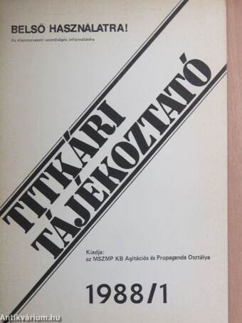 Titkári tájékoztató 1988. (nem teljes évfolyam)