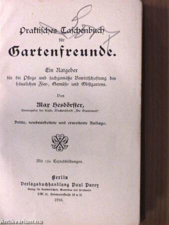 Praktisches Taschenbuch für Gartenfreunde (gótbetűs)