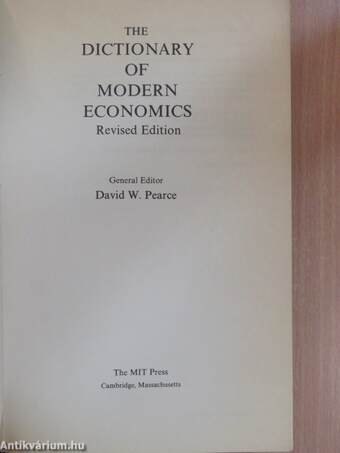 The Dictionary of Modern Economics