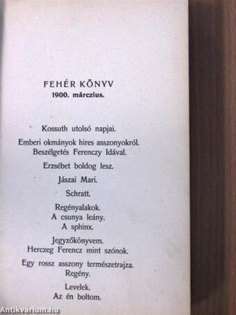 Fehér Könyv 1900. márczius