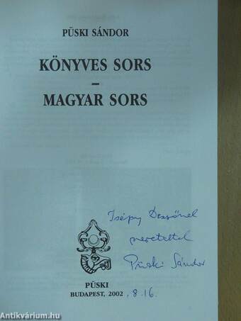 Könyves sors - magyar sors (dedikált példány)