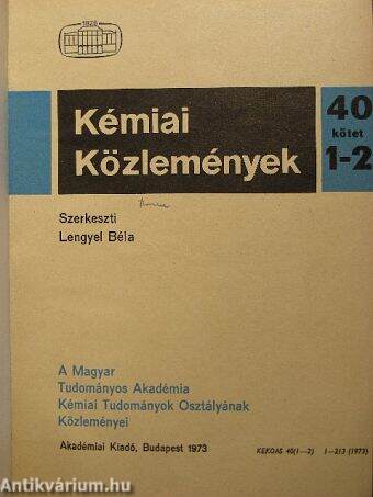 Kémiai Közlemények 1973/1-4.