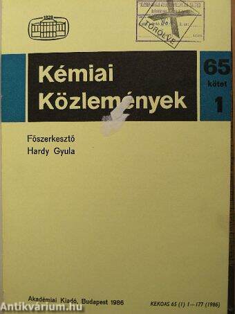 Kémiai Közlemények 1986. 65-66. kötet 1-2. szám