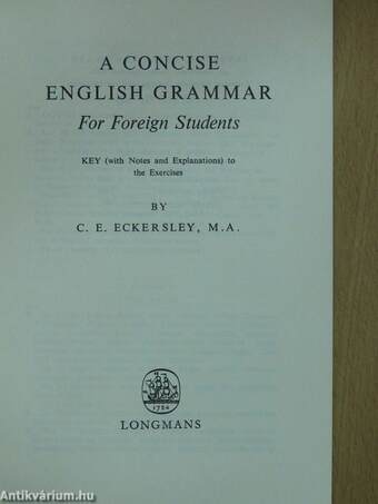 A Concise English Grammar for Foreign Students