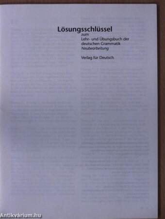 Lösungsschlüssel zum Lehr- und Übungsbuch der deutschen Grammatik