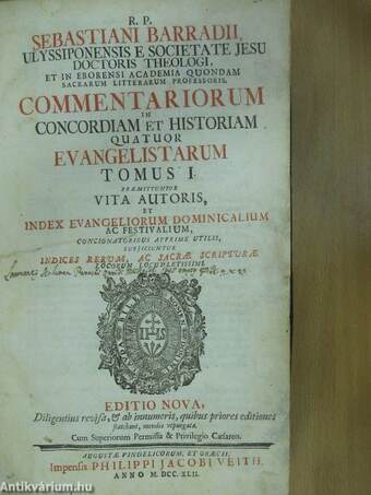 Commentariorum in concordiam et historiam quatuor evangelistarum I.