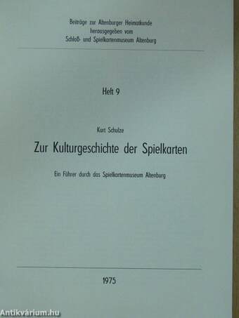 Zur Kulturgeschichte der Spielkarten