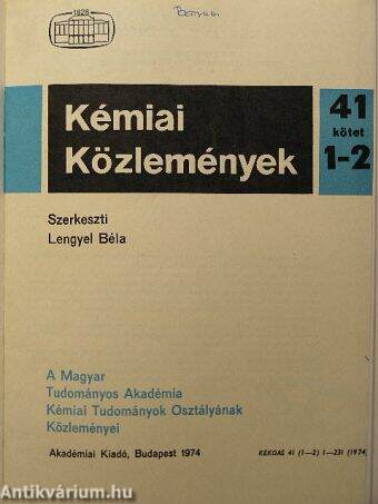 Kémiai Közlemények 1974/1-4.