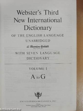 Webster's Third New International Dictionary of the English Language Unabridged I-III.