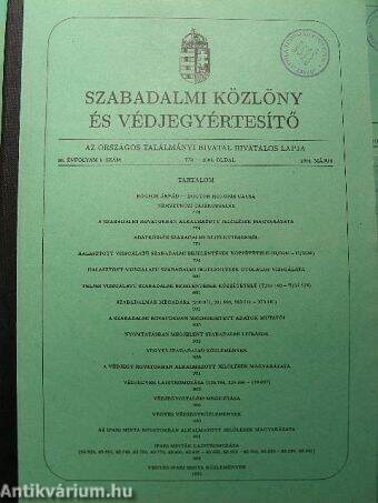 Szabadalmi Közlöny és Védjegyértesítő 1991. január-december