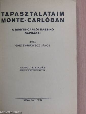 Tapasztalataim Monte-Carlóban