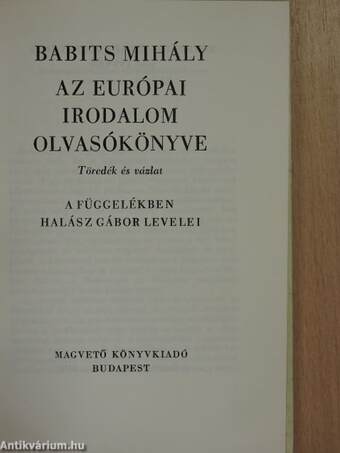 Az európai irodalom olvasókönyve