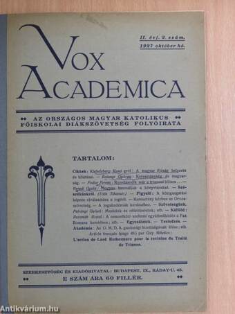Vox Academica 1927. október