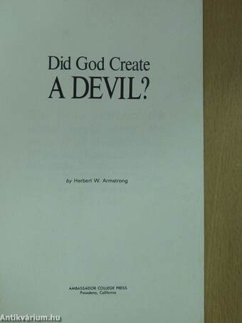 Did God Create A Devil?