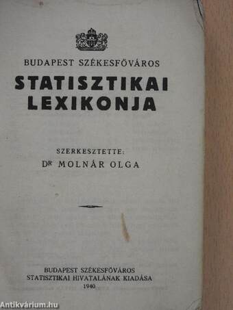 Budapest Székesfőváros Statisztikai Lexikonja