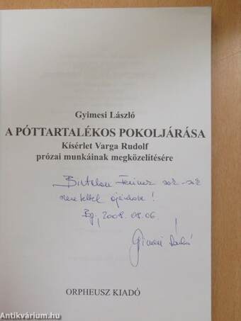 A póttartalékos pokoljárása (dedikált példány)