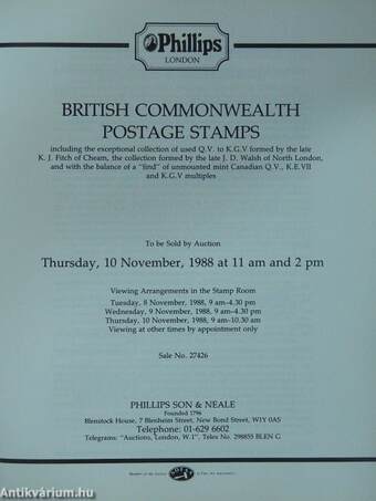 British Commonwealth Postage Stamps 10 November 1988