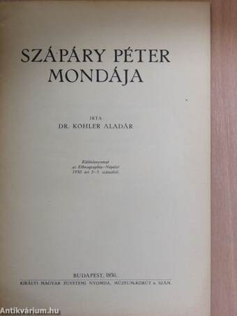 Szápáry Péter mondája