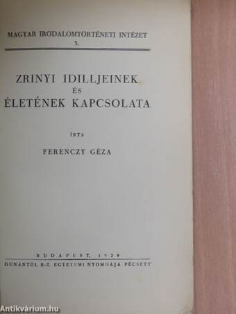 Zrinyi idilljeinek és életének kapcsolata