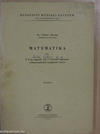 Matematika I/1.