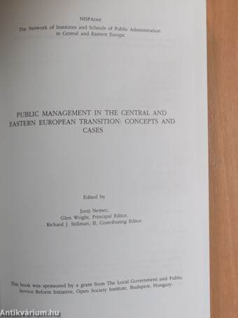 Public Management in the Central and Eastern European Transition: Concepts and Cases