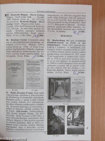 A Krisztina Antikvárium 38. könyv-, fénykép-, kézirat-, plakát- és térkép árverése