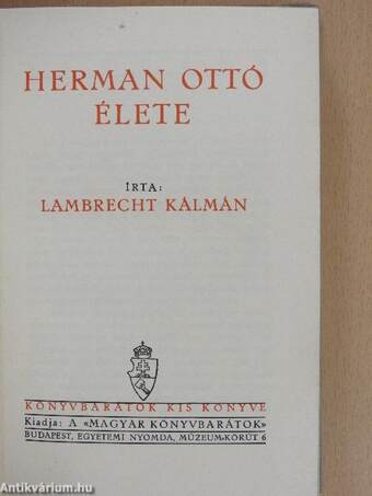 Herman Ottó élete