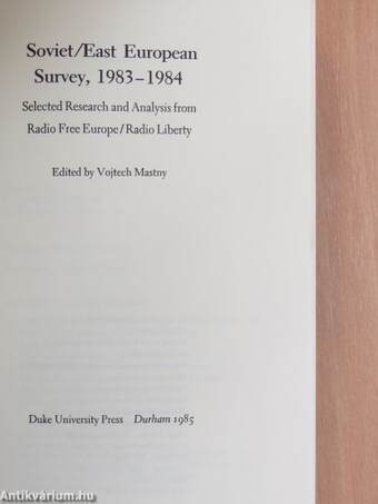 Soviet/East European Survey, 1983-1984