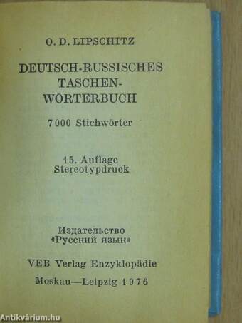 Deutsch-Russisches Taschenwörterbuch (minikönyv)