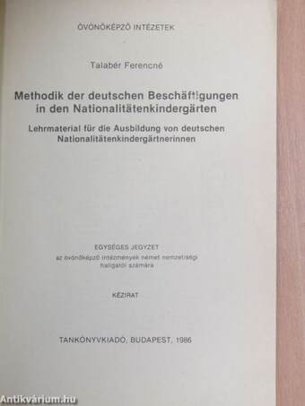 Methodik der deutschen Beschäftigungen in den Nationaltätenkindergärten