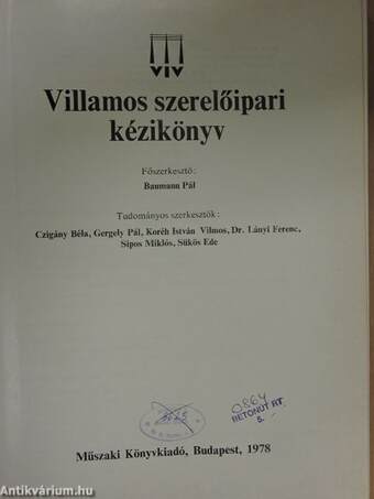 Villamos szerelőipari kézikönyv