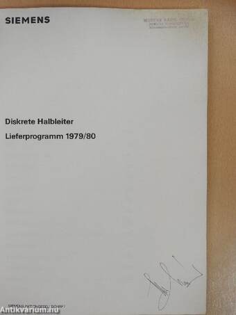 Siemens Diskrete Halbleiter Lieferprogramm 1979/80