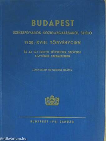 Budapest székesfőváros közigazgatásáról szóló 1930: XVIII. törvénycikk