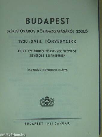 Budapest székesfőváros közigazgatásáról szóló 1930: XVIII. törvénycikk