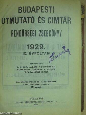 Budapesti utmutató és cimtár 1929.