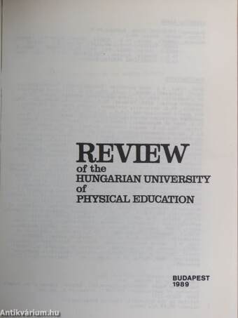 Review of the Hungarian University of Physical Education 1989.