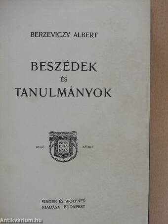 Beszédek és tanulmányok I. (töredék)