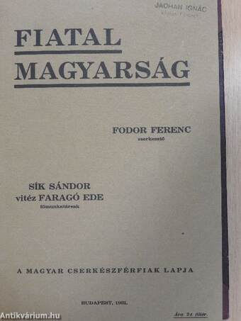 Fiatal magyarság 1931. március-december/Fiatal magyarság