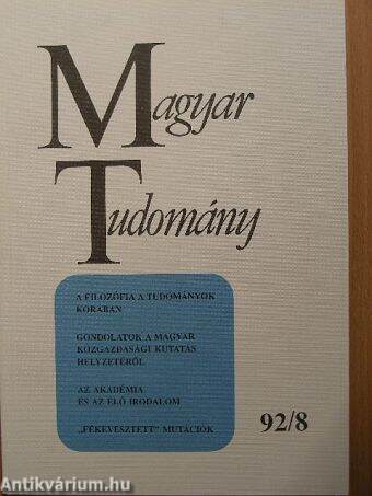 Magyar Tudomány 1992. augusztus