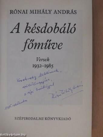 A késdobáló főműve (dedikált példány)