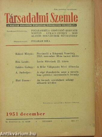 Társadalmi Szemle 1951. december
