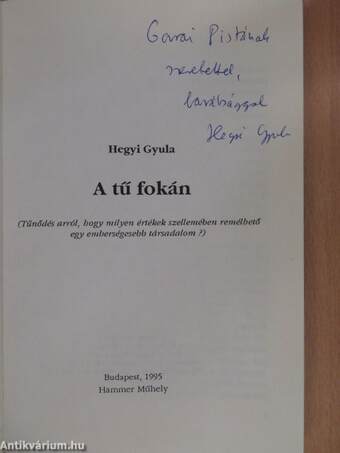 A tű fokán (dedikált példány)