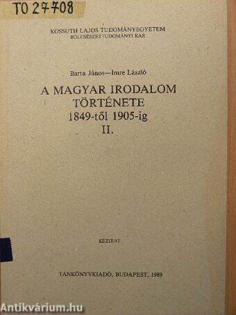 A magyar irodalom története 1849-től 1905-ig II.